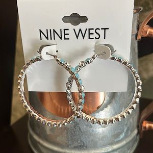 Nine West Silver & Turquoise Hoops